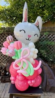 Bunny and tulips balloon arrangement by Simply Elevated Balloons